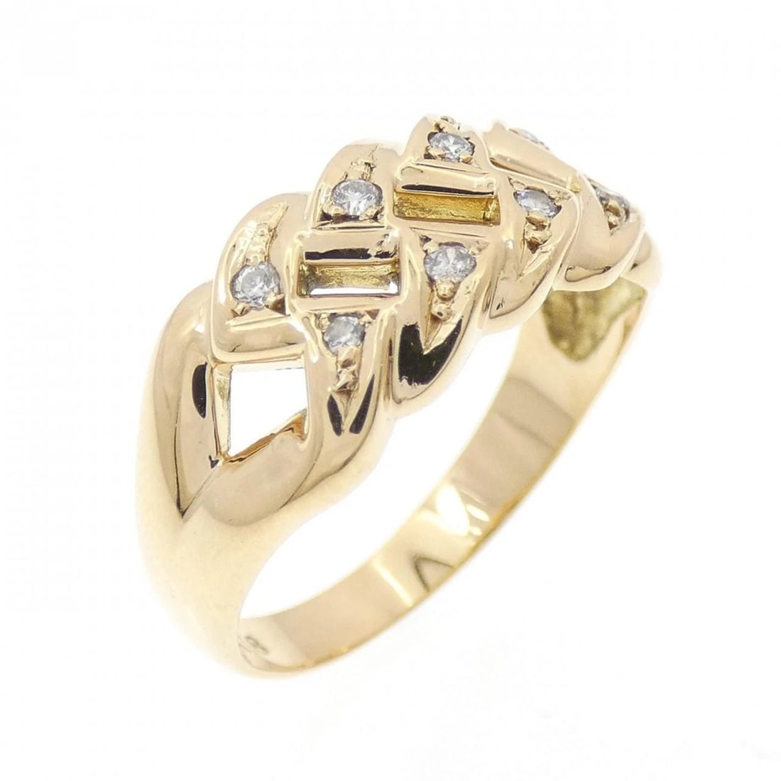 K18YG DIAMOND RING: K18YG Diamond Ring Brand: Unbranded Type: Diamond Ring Material: K18YG, Main Stone/Creation Natural Color: Yellow Gold Size: US 5 3/4 Accessories: None Accessories Notice: When purchasing pre-owned