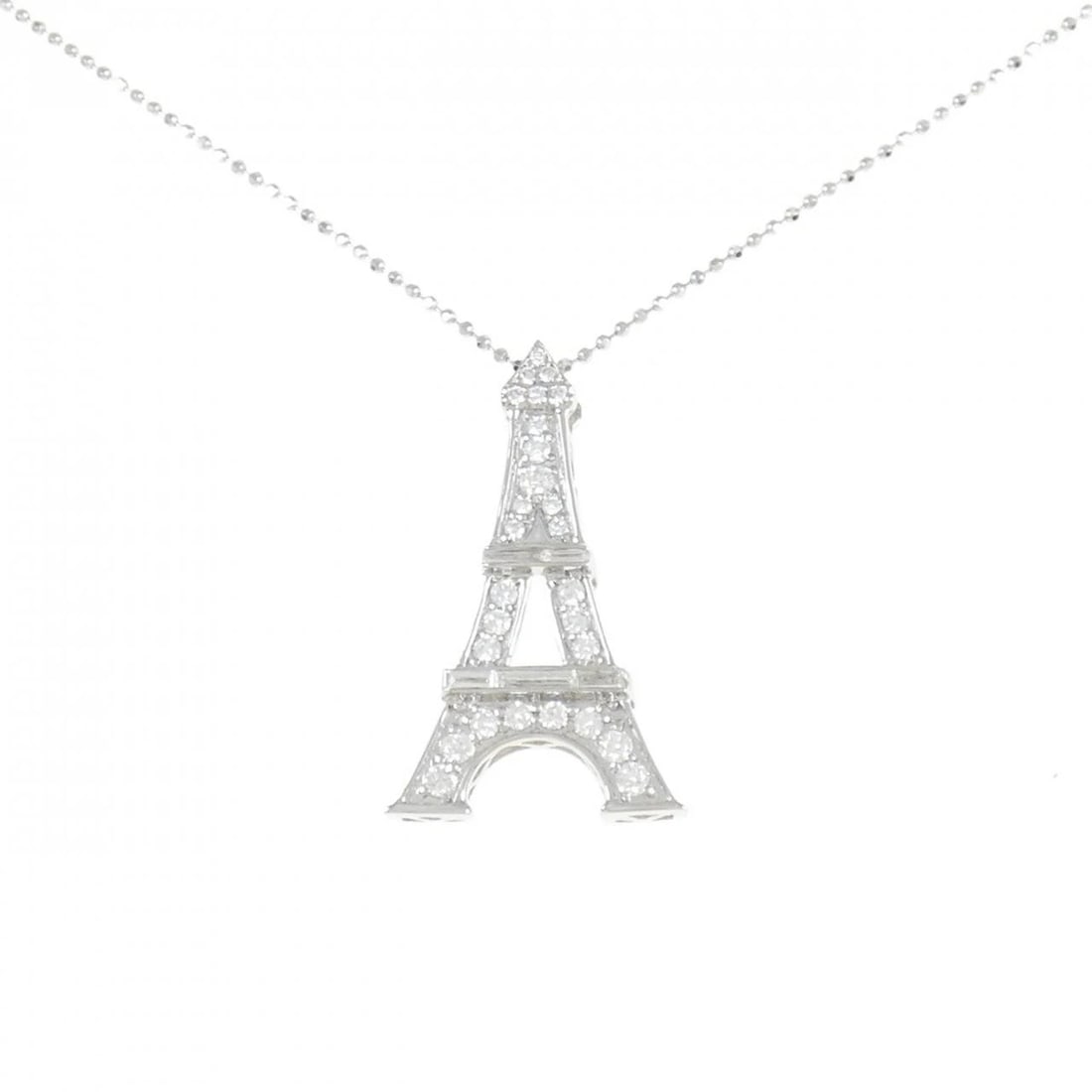 K18WG DIAMOND NECKLACE: K18WG Diamond Necklace Brand: Unbranded Type: Diamond Necklace Material: K18WG, Main Stone/Creation Natural Color: White Gold Size: 46cm Actual Size Pendant length approx. x width approx.: