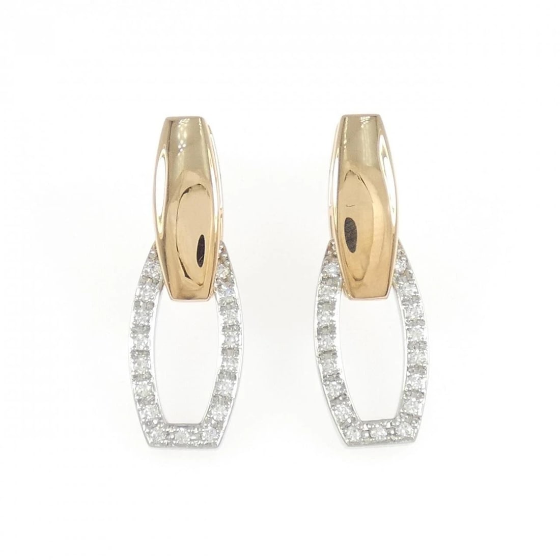 K18PG/PT900 DIAMOND PIERCE: K18PG/PT900 Diamond Pierce Brand: Unbranded Type: Diamond Pierce/Earring Material: K18PG/PT900, Main Stone/Creation Natural Color: PG,Silver Size: Actual Size Approx. length x width: 28.1mm x 9.5mm
