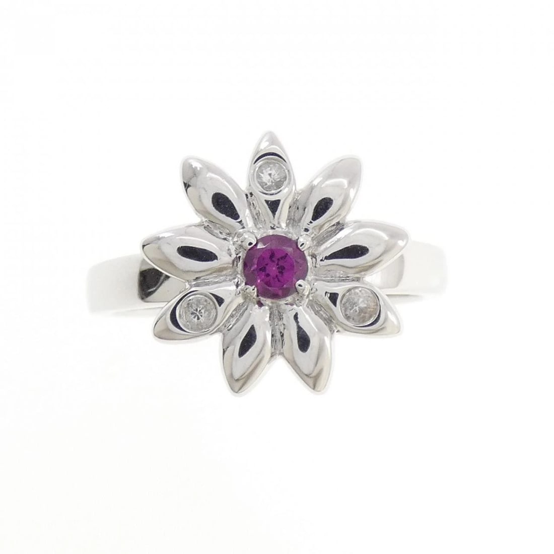 18KWG FLOWER GARNET RING - 2