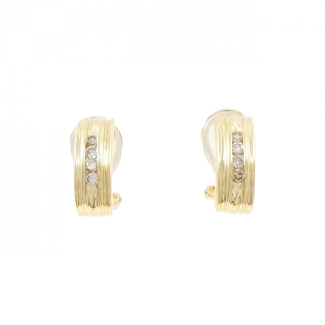 K18YG DIAMOND EARRINGS: K18YG Diamond Earrings Brand: Unbranded Type: Diamond Pierce/Earring Material: 18K Yellow Gold, Main Stone/Creation Natural Color: Yellow Gold Size: Actual Size Approx. height x width: 14.6mm x 5.5mm