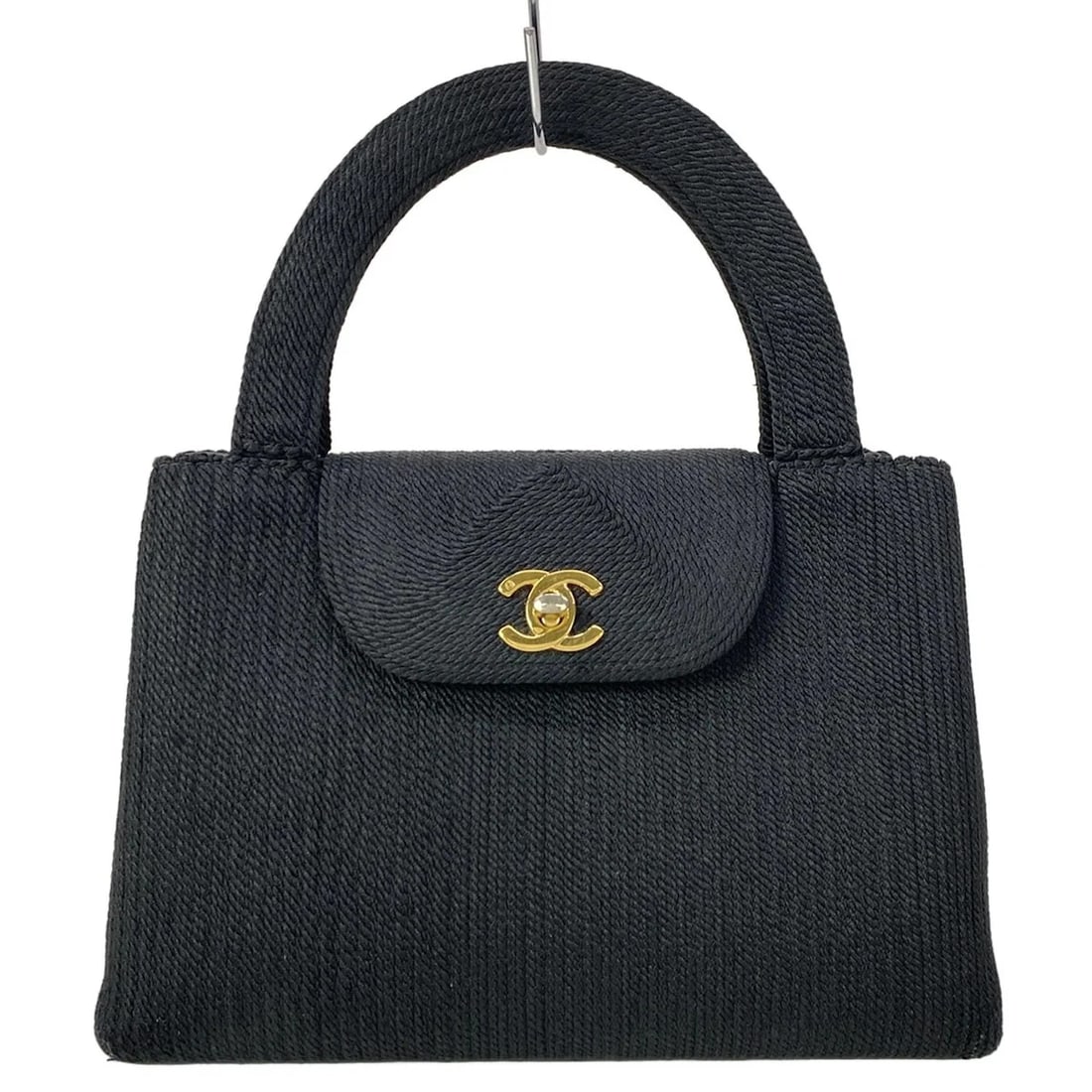 CHANEL TRAPEZOIDAL BAG - BLACK SILK ROPE HANDBAG: CHANEL Trapezoidal bag - Black silk rope Handbag Brand: CHANEL Type: Handbag Material: Exterior Material silk rope Color: Exterior Color Black Size: Height : 6.5 inch (16.5 cm) Width : 9.06 inch (23 c