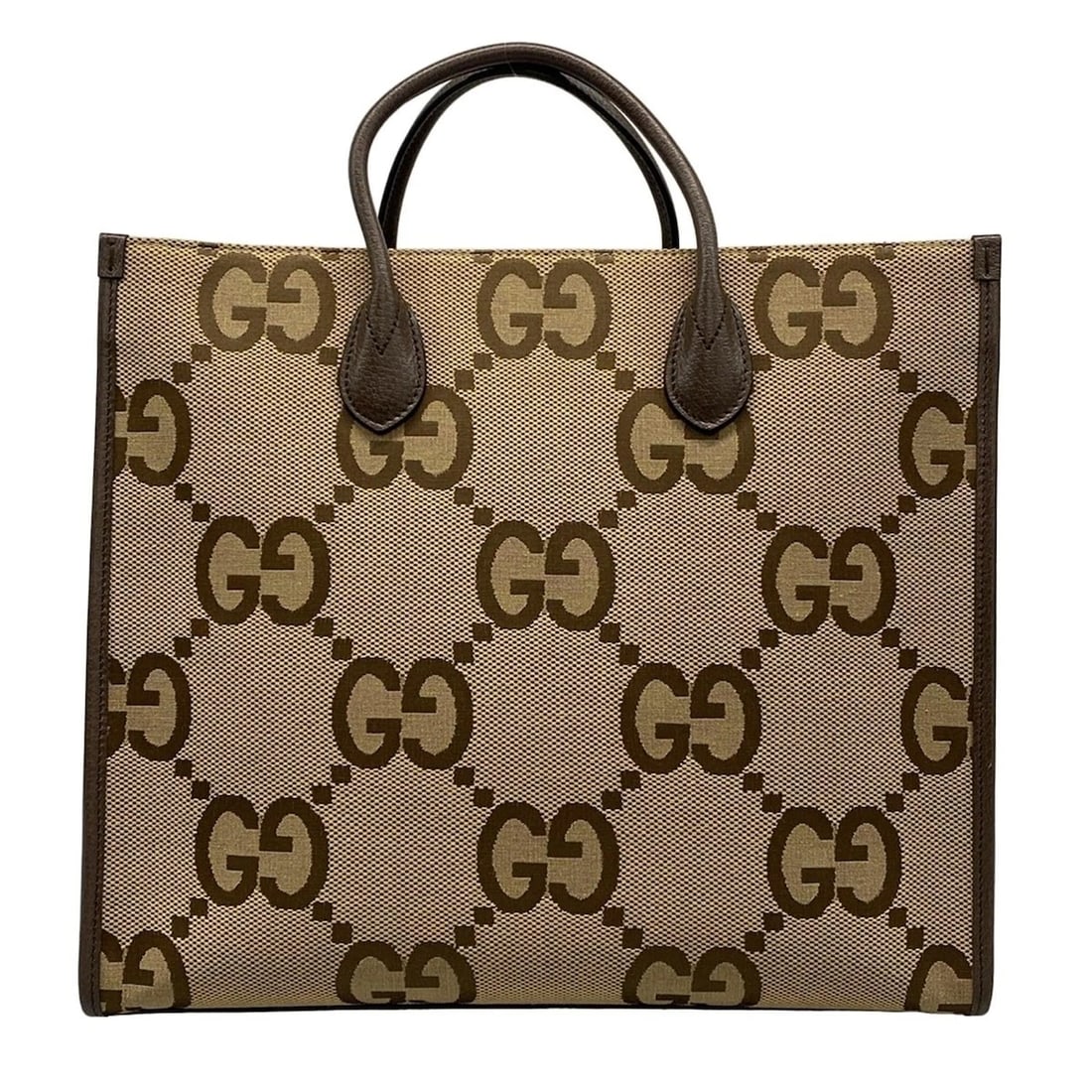 GUCCI JUMBOGG TOTE BAG BEIGE: GUCCI JumboGG Tote Bag Beige Brand: GUCCI Type: Tote Bag Material: Exterior Material Jacquard, Leather Jumbo GG Canvas Color: Exterior Color Beige, Dark Brown Size: Height : 12.8 inch (32.5 cm) Width 