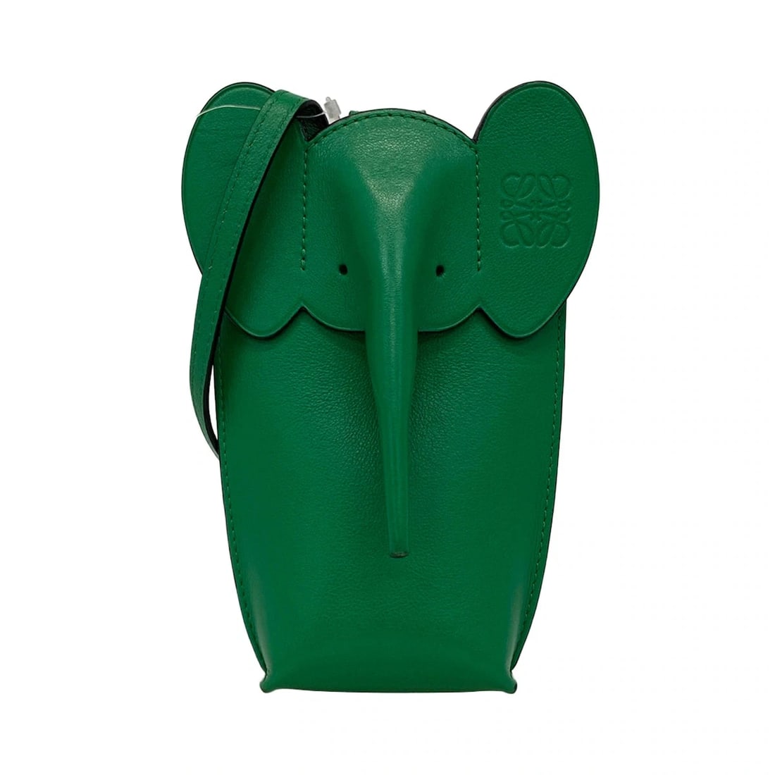 LOEWE ELEPHANT BAG - GREEN LEATHER SHOULDER BAG: LOEWE elephant bag - Green Leather Shoulder Bag Brand: LOEWE Type: Shoulder Bag Material: Exterior Material Leather Color: Exterior Color Green Size: Height : 7.87 inch (20 cm) Width : 3.15 inch (8 cm