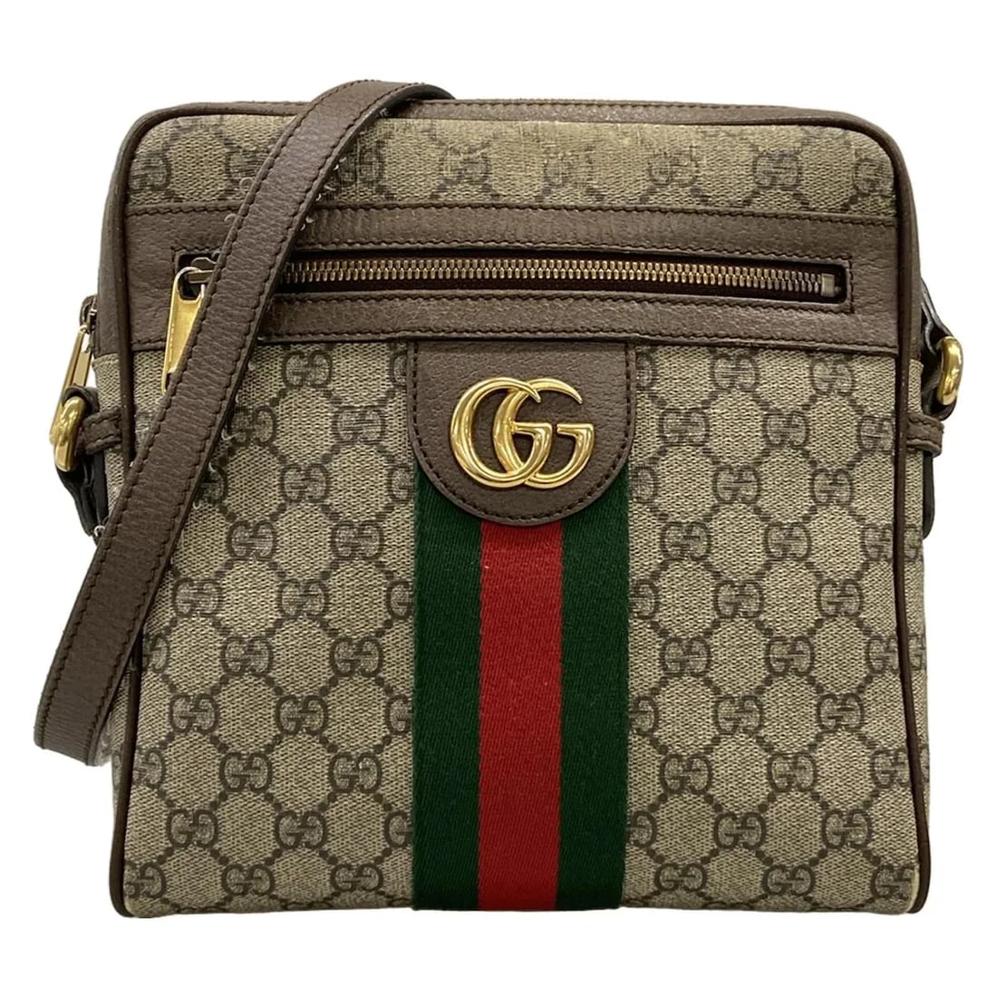 GUCCI OPHIDIA GG MESSENGER BAG: GUCCI Ophidia GG Messenger Bag Brand: GUCCI Type: Shoulder Bag Material: Exterior Material PVC, Leather Color: Exterior Color Beige, Ebony, Dark Brown Size: Height : 9.25 inch (23.5 cm) Width : 9.06 i