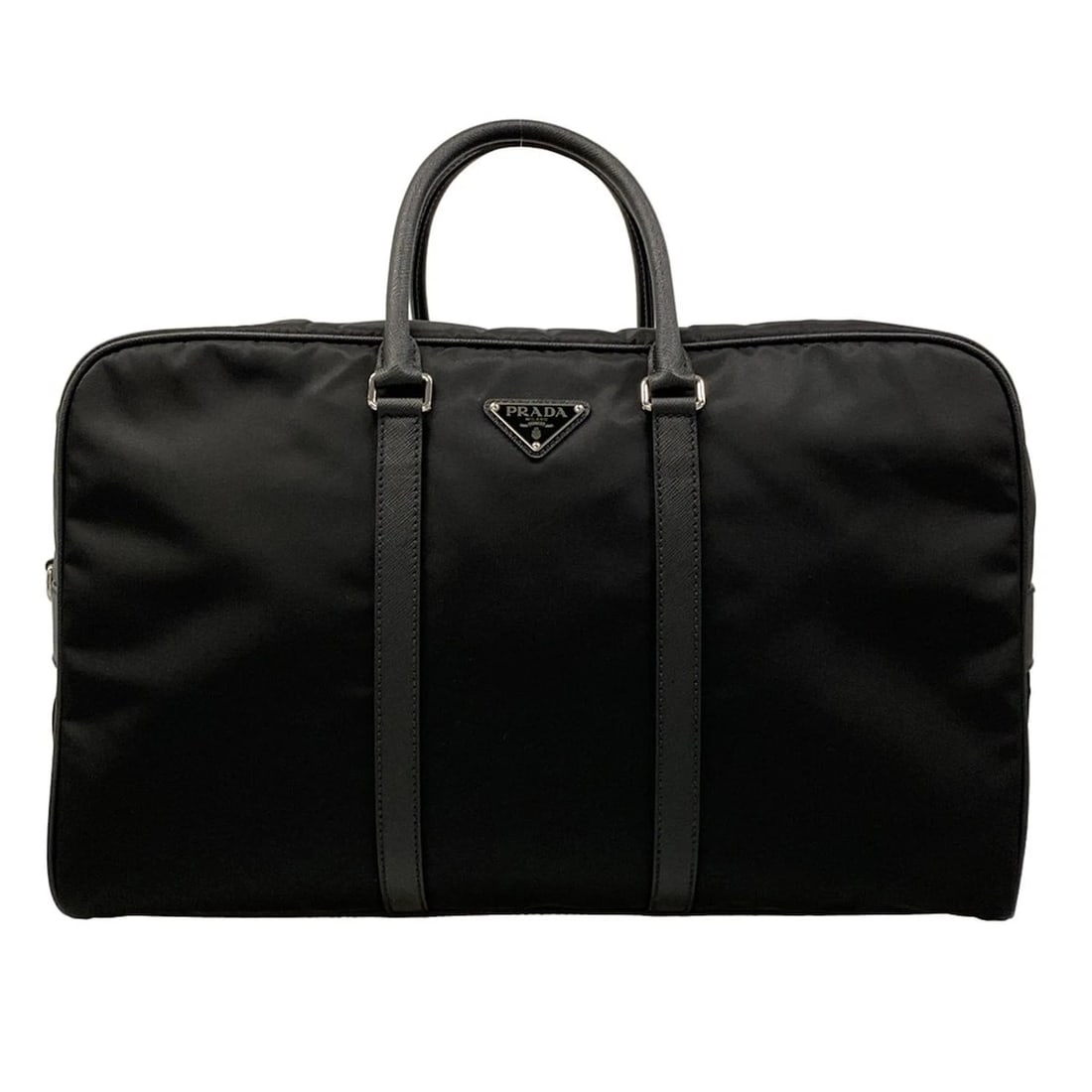PRADA - BLACK NYLON LEATHER BOSTON BAG: PRADA - Black Nylon Leather Boston Bag Brand: PRADA Type: Boston Bag Material: Exterior Material Nylon, Leather Color: Exterior Color Black Size: Height : 10.63 inch (27 cm) Width : 17.72 inch (45 cm)