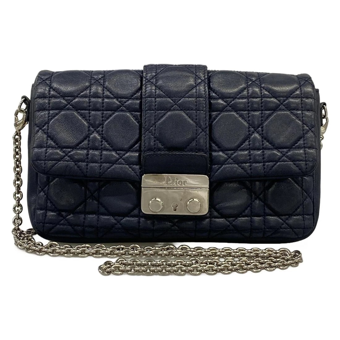 CHRISTIANDIOR NEW LOCK/CANNAGE STITCH NAVY LEATHER SHOULDER BAG: ChristianDior New Lock/Cannage Stitch Navy Leather Shoulder Bag Brand: DIOR/ChristianDior Type: Shoulder Bag Material: Exterior Material Leather Color: Exterior Color Navy Size: Height : 4.92 inch (12