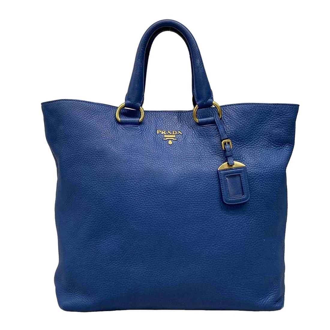 PRADA - BLUE LEATHER TOTE BAG: PRADA - Blue Leather Tote Bag Brand: PRADA Type: Tote Bag Material: Exterior Material Leather Color: Exterior Color Blue Size: Height : 13.39 inch (34 cm) Width : 16.93 inch (43 cm) Depth : 5.51 inch 