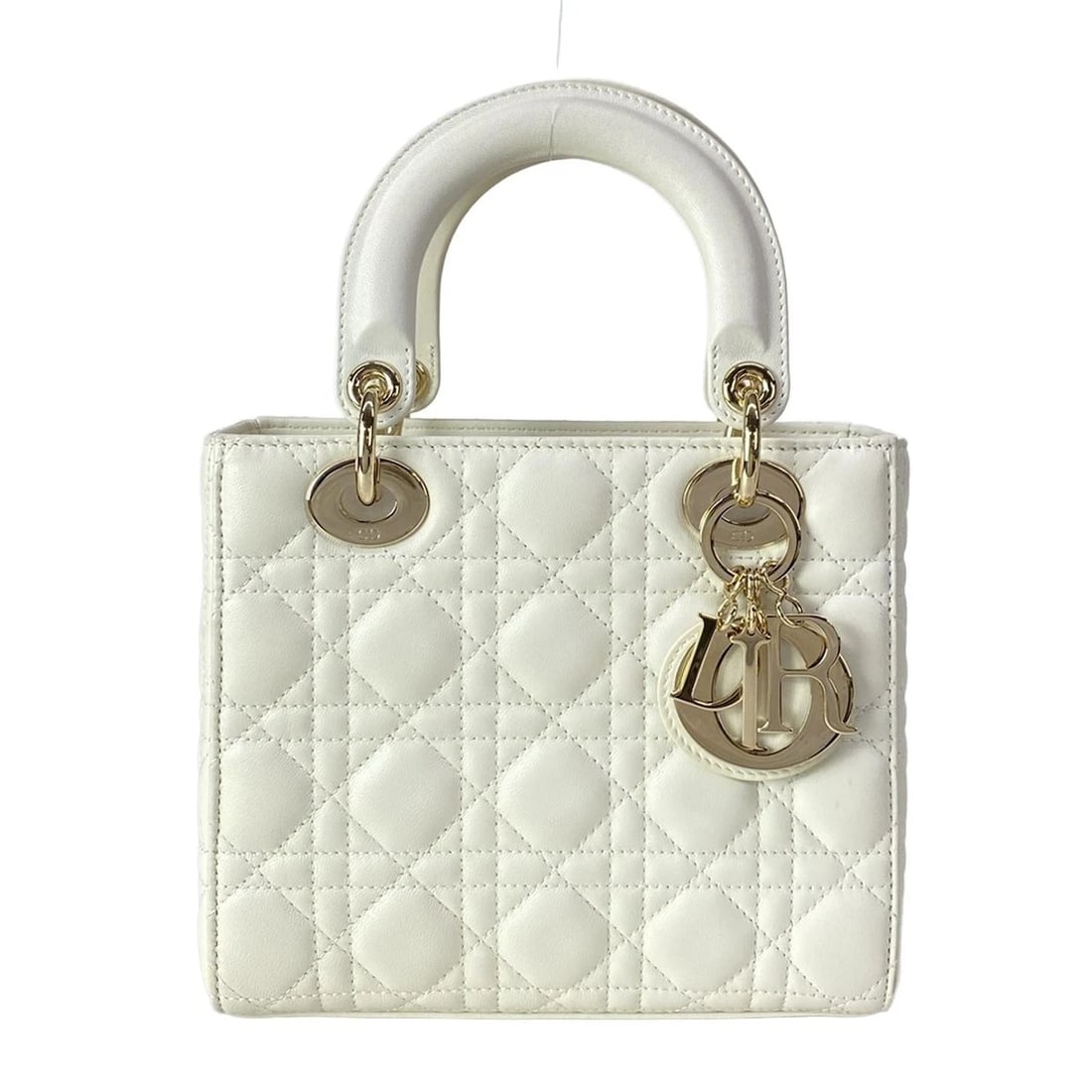 CHRISTIANDIOR SMALL/WHITE LAMBSKIN HANDBAG: ChristianDior Small/White Lambskin Handbag Brand: DIOR/ChristianDior Type: Handbag Material: Exterior Material Lambskin Color: Exterior Color White Size: Height : 7.09 inch (18 cm) Width : 7.87 inch (