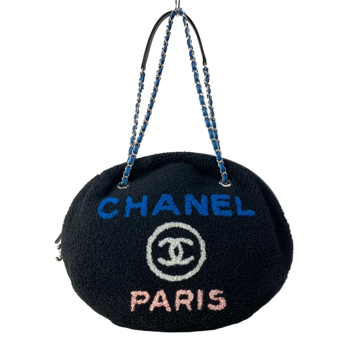 CHANEL DEAUVILLE LINE BLACK LEATHER SHOULDER BAG: CHANEL Deauville Line Black Leather Shoulder Bag Brand: CHANEL Type: Shoulder Bag Material: Exterior Material Shearing Sheepskin, Leather Color: Exterior Color Black, Blue, Pink Size: Height : 11.02 i