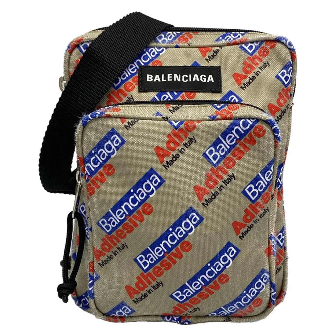 BALENCIAGA EXPLORER GRAY BLUE RED NYLON SHOULDER BAG (1 of 6)