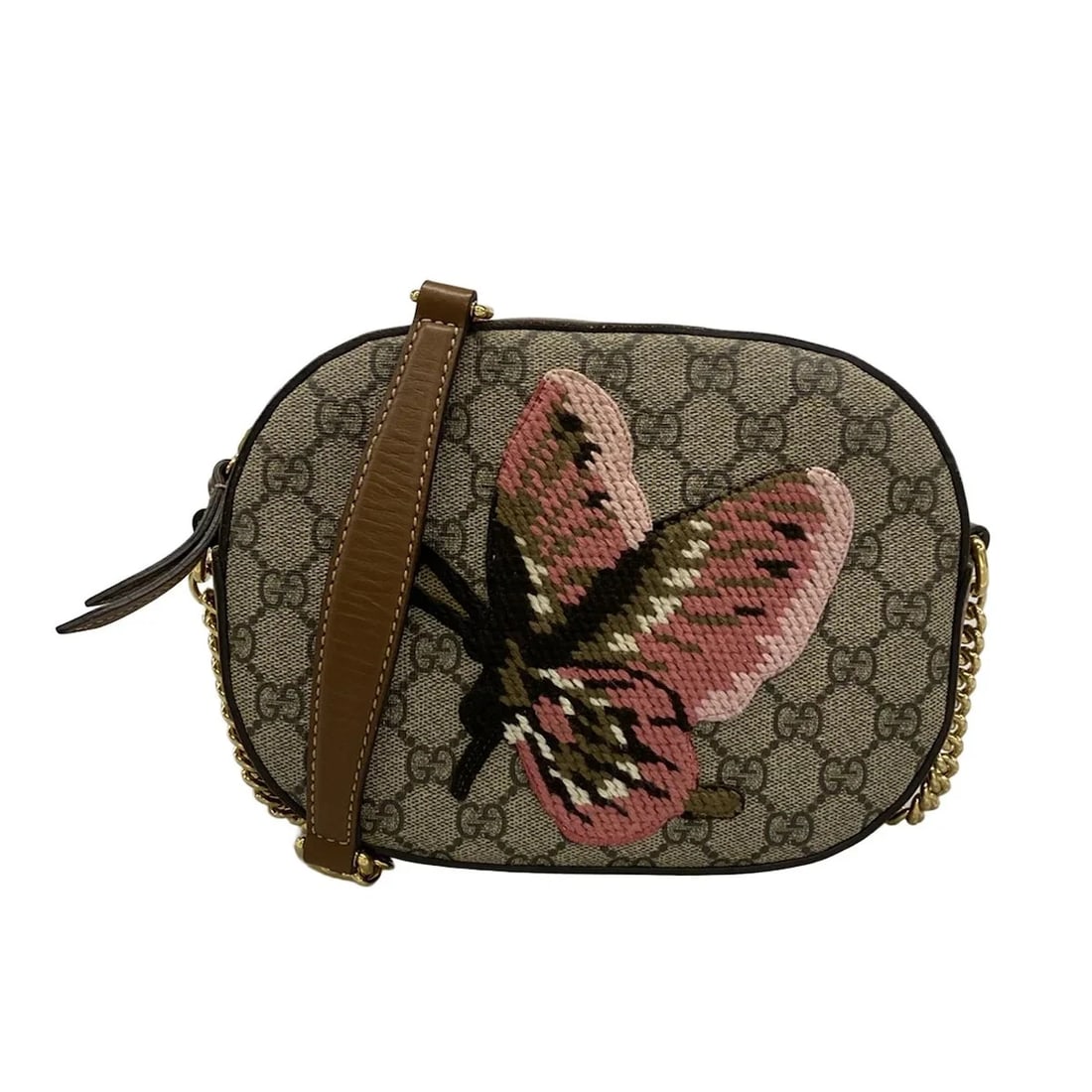 GUCCI SOUVENIR COLLECTION BEIGE BROWN SHOULDER BAG: GUCCI Souvenir Collection Beige Brown Shoulder Bag Brand: GUCCI Type: Shoulder Bag Material: Exterior Material PVC, Leather Color: Exterior Color Beige, Brown, Multi Size: Height : 6.3 inch (16 cm) Wi