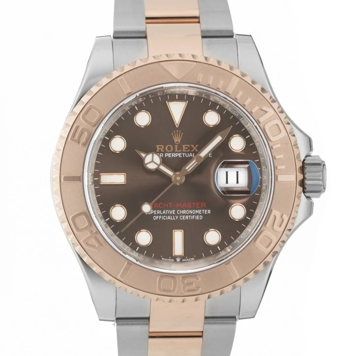 ROLEX YACHT MASTER CHOCOLATE WATCH: ROLEX Yacht Master Chocolate Watch Brand: ROLEX Type: Wristwatch Material: Case Material Stainless Steel, Everrose Gold, Band Material Stainless Steel, Everrose Gold Color: Case Color Silver, Gold,