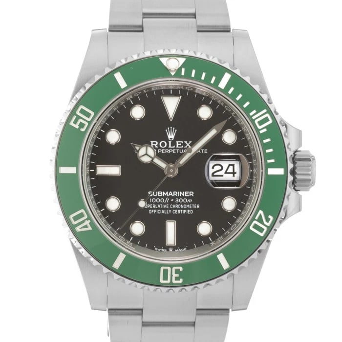 ROLEX SUBMARINER DATE WATCH: ROLEX Submariner Date Watch Brand: Rolex Type: Wristwatch Material: Case Material Stainless Steel, Band Material Stainless Steel Color: Case Color Silver, Dial Color Black, Band color Silver Size: Cas