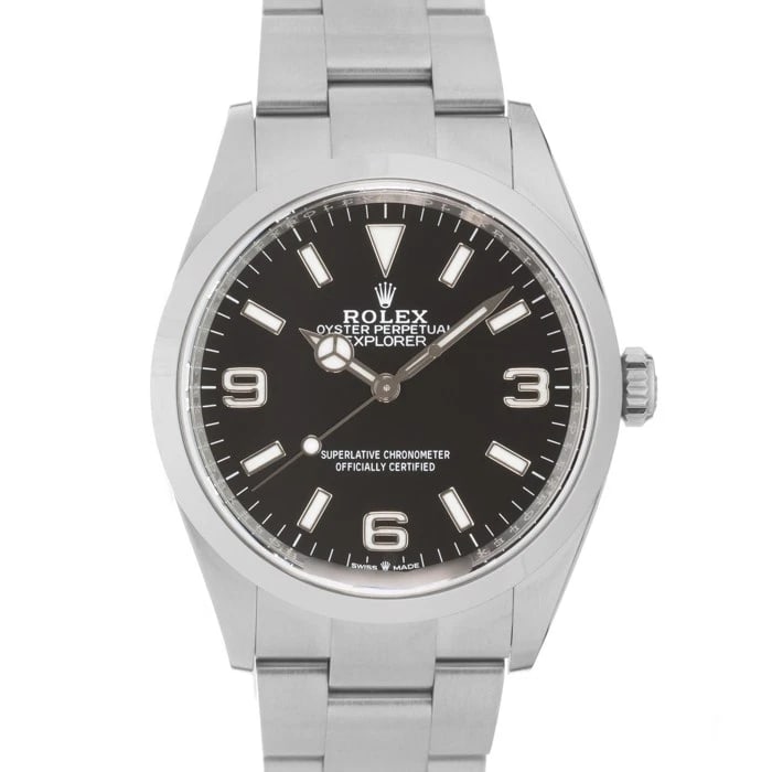 ROLEX EXPLORER WATCH: ROLEX Explorer Watch Brand: ROLEX Type: Wristwatch Material: Case Material Stainless Steel, Band Material Stainless Steel Color: Case Color Silver, Dial Color Black, Band color Silver Size: Case Size 