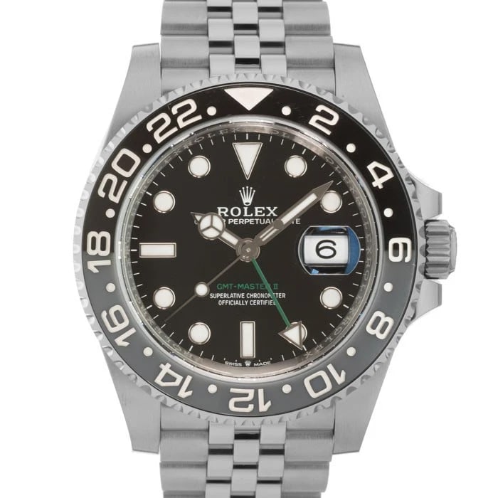 ROLEX GMT MASTER JUBILEE WATCH: ROLEX GMT Master Jubilee Watch Brand: ROLEX Type: Wristwatch Material: Case Material Stainless Steel, Band Material Stainless Steel Color: Case Color Silver, Dial Color Black, Band color Silver Size: 