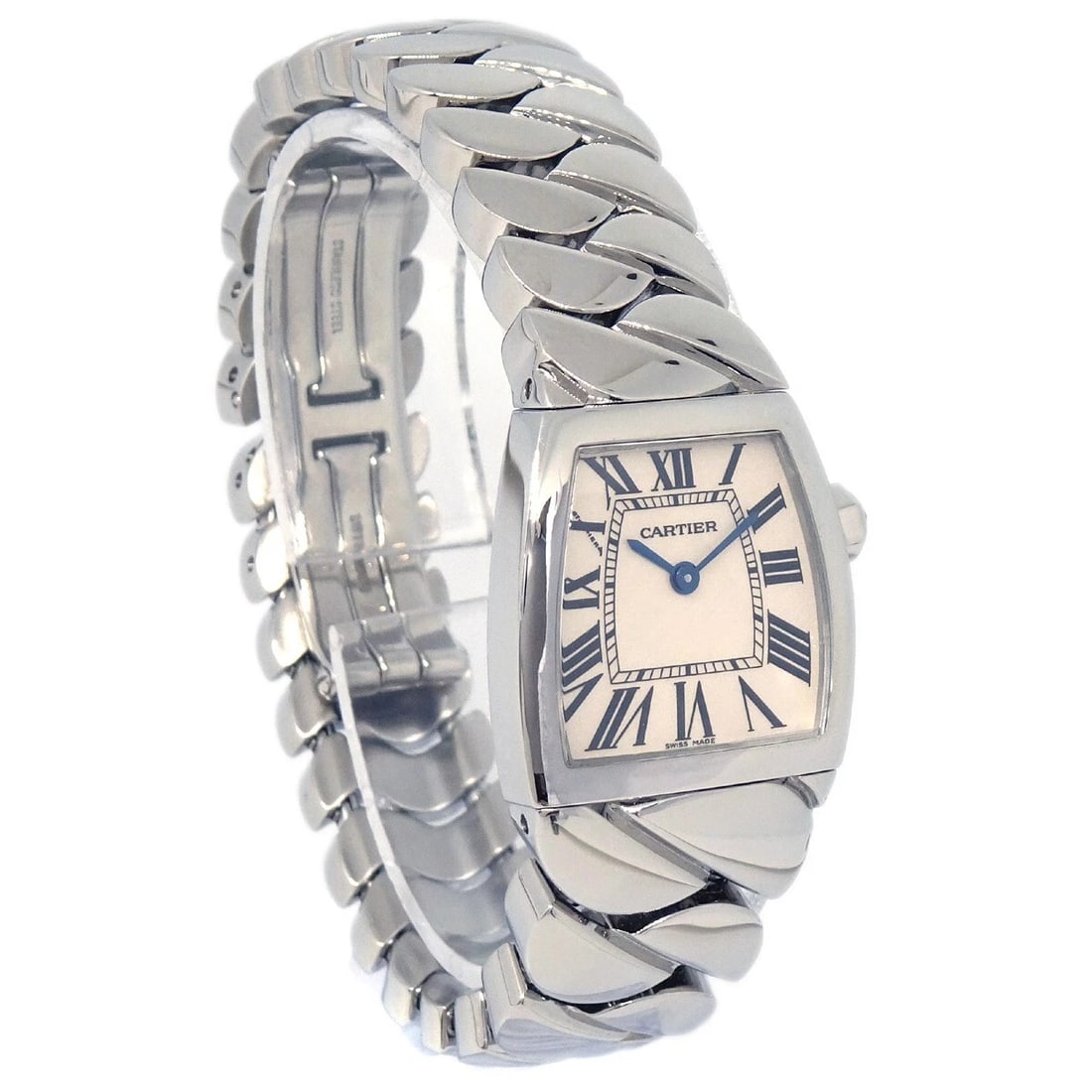 CARTIER LA DONA QUARTZ WATCH SS WATCH: Cartier La Dona Quartz Watch SS Watch Brand: Cartier Type: Wristwatch Material: Case Material Stainless Steel, Band Material Stainless Steel Color: Case Color Silver, Dial Color White, Band color Silv