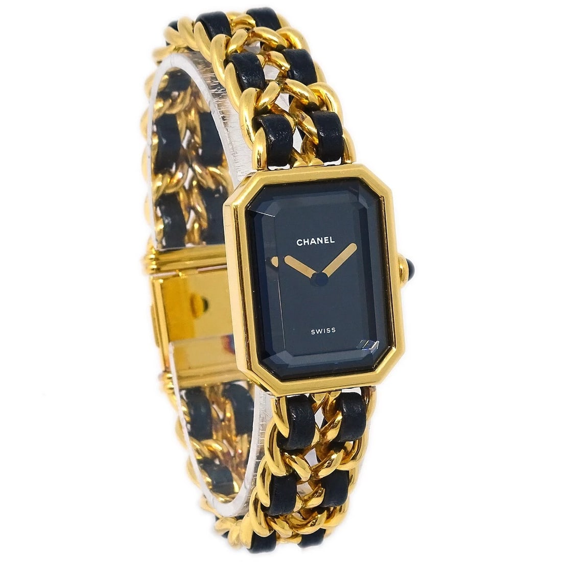 CHANEL PREMIERE QUARTZ WATCH GOLD WATCH: Chanel Premiere Quartz Watch Gold Watch Brand: CHANEL Type: Wristwatch Material: Case Material Gold Plated, Band Material Gold Plated, Leather Color: Case Color Black, Gold, Dial Color Black, Gold, Ba