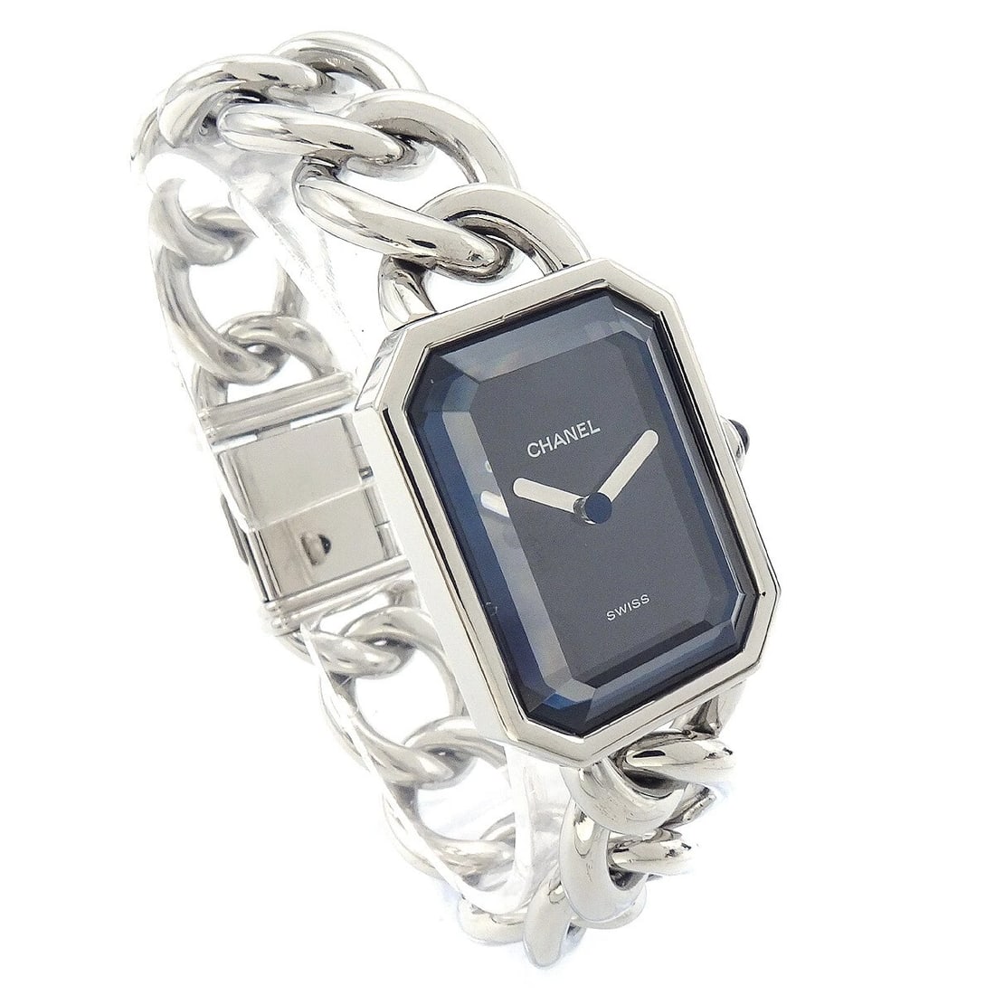 CHANEL PREMIERE WATCH SILVER WATCH: Chanel Premiere Watch Silver Watch Brand: CHANEL Type: Wristwatch Material: Case Material Stainless Steel, Band Material Stainless Steel Color: Case Color Silver, Dial Color Black, Band color Silver S