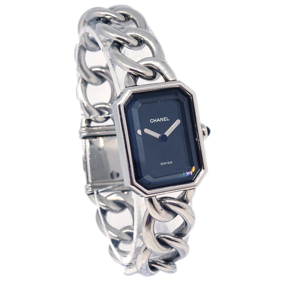 CHANEL PREMIERE QUARTZ WATCH SILVER STAINLESS STEEL WATCH: Chanel Premiere Quartz Watch Silver Stainless Steel Watch Brand: CHANEL Type: Wristwatch Material: Case Material Stainless Steel, Band Material Stainless Steel Color: Case Color Silver, Dial Color Bla