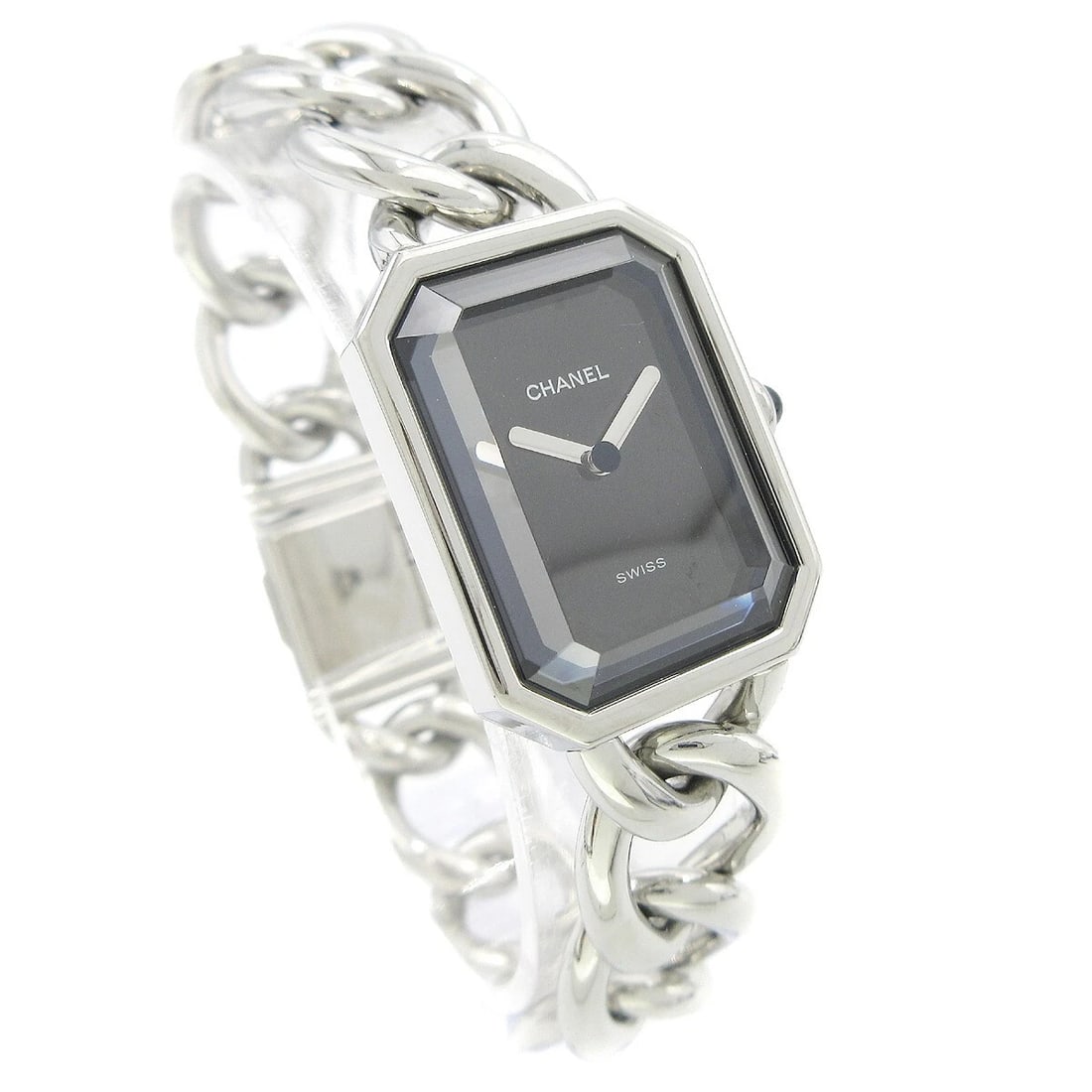 CHANEL PREMIERE QUARTZ WATCH SILVER STAINLESS STEEL WATCH: Chanel Premiere Quartz Watch Silver Stainless Steel Watch Brand: CHANEL Type: Wristwatch Material: Case Material Stainless Steel, Band Material Stainless Steel Color: Case Color Silver, Dial Color Bla
