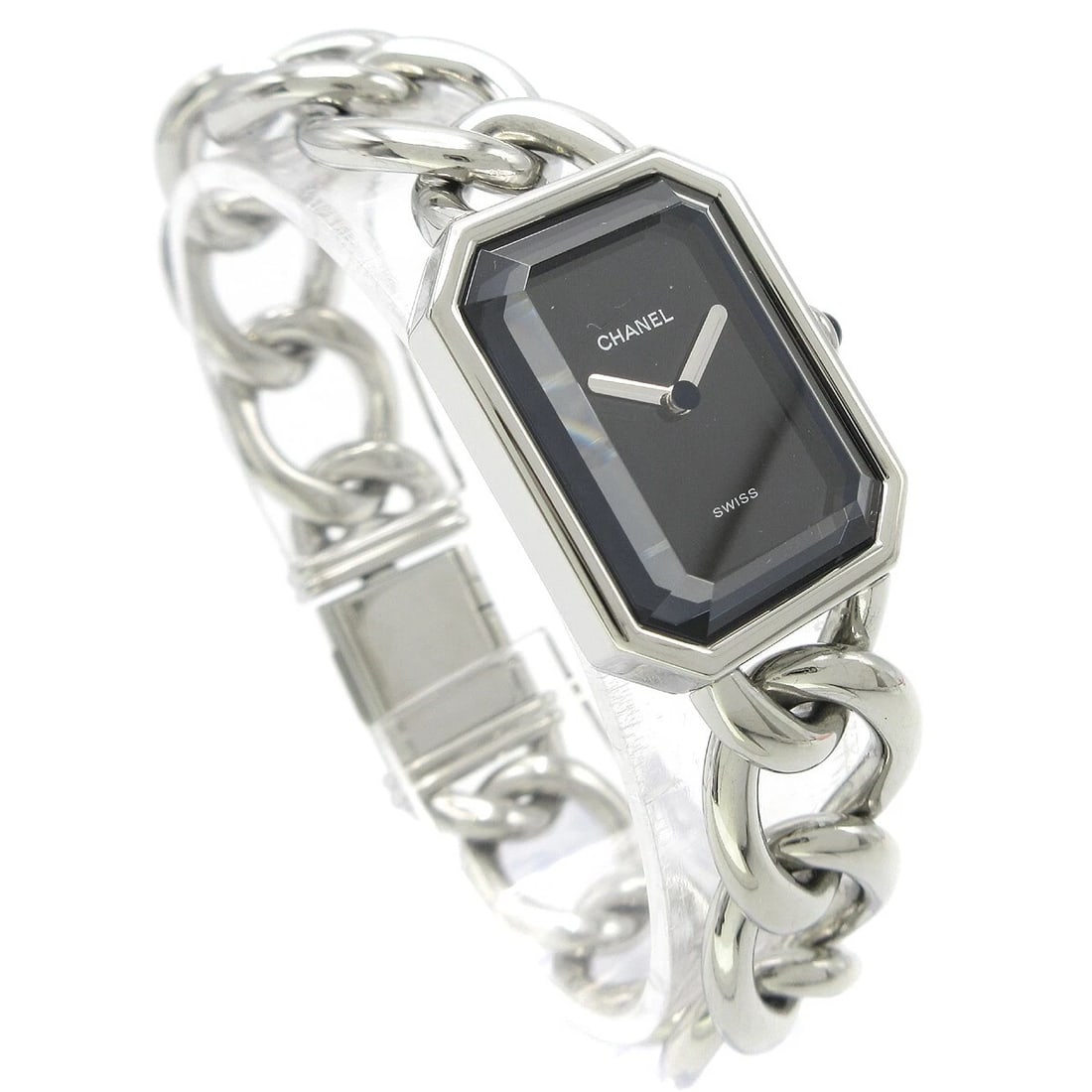 CHANEL PREMIERE WATCH SILVER WATCH: Chanel Premiere Watch Silver Watch Brand: CHANEL Type: Wristwatch Material: Case Material Stainless Steel, Band Material Stainless Steel Color: Case Color Silver, Dial Color Black, Band color Silver S