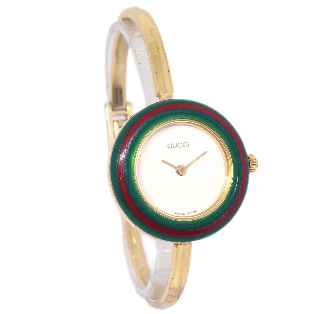 GUCCI CHAMELEON QUARTZ WATCH SS WATCH: Gucci Chameleon Quartz Watch SS Watch Brand: Gucci Type: Wristwatch Material: Case Material Stainless Steel, Band Material Stainless Steel Color: Case Color Gold, Dial Color White, Band color Gold Siz