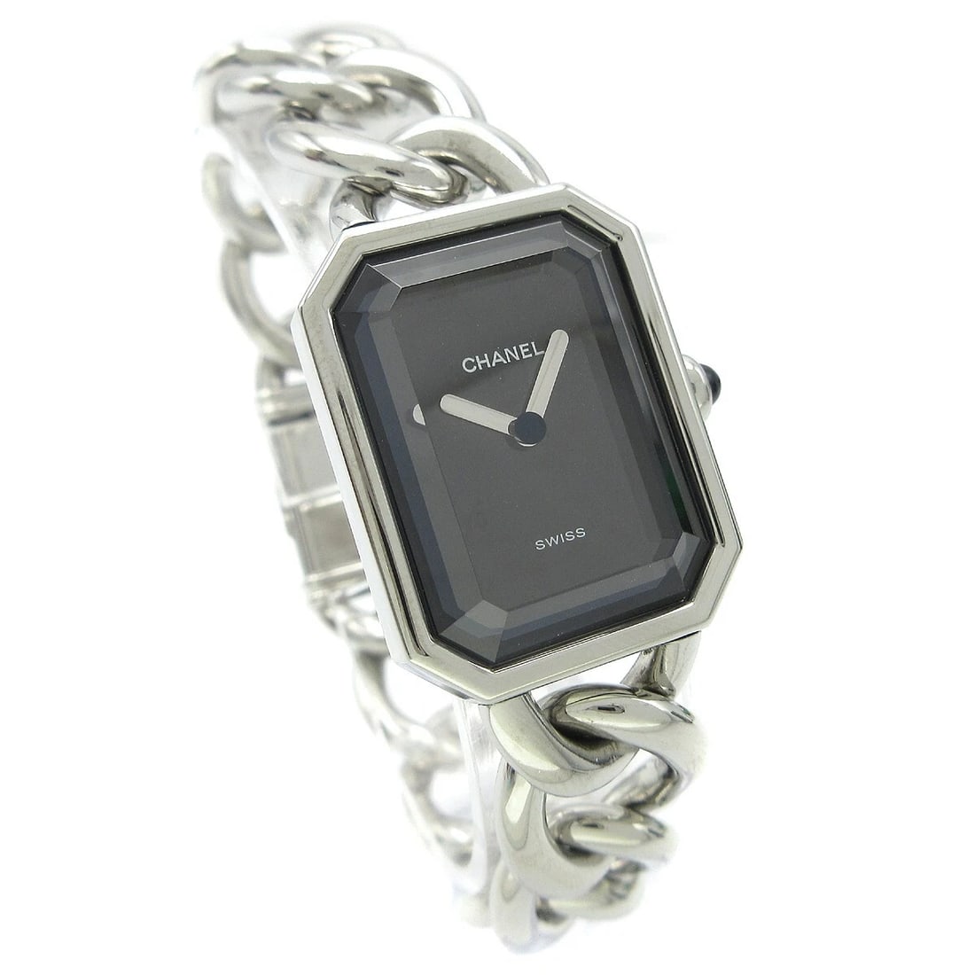 CHANEL PREMIERE QUARTZ WATCH SILVER STAINLESS STEEL WATCH: Chanel Premiere Quartz Watch Silver Stainless Steel Watch Brand: CHANEL Type: Wristwatch Material: Case Material Stainless Steel, Band Material Stainless Steel Color: Case Color Silver, Dial Color Bla