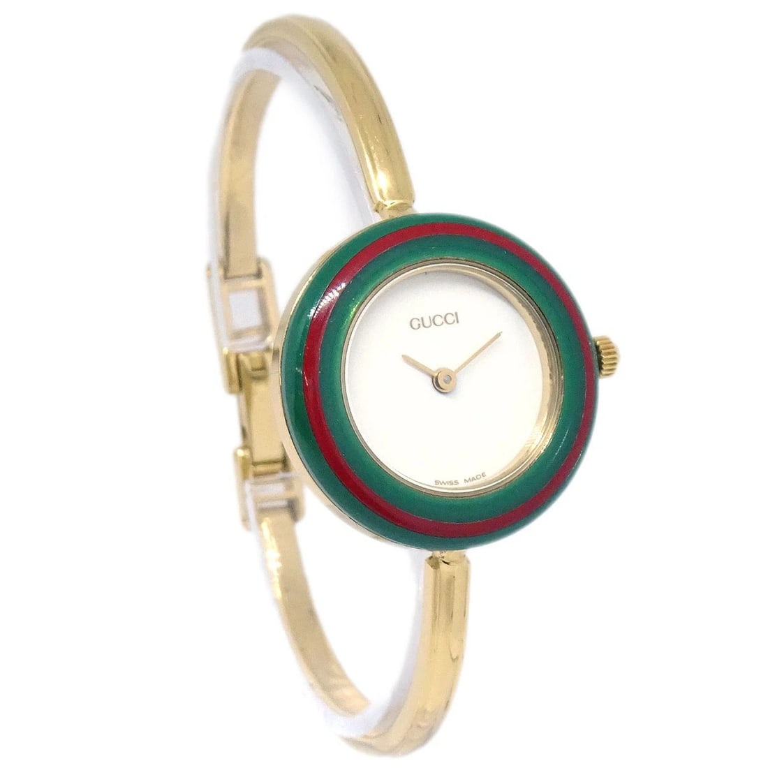 GUCCI CHAMELEON QUARTZ WATCH SS WATCH: Gucci Chameleon Quartz Watch SS Watch Brand: Gucci Type: Wristwatch Material: Case Material Stainless Steel, Band Material Stainless Steel Color: Case Color Gold, Dial Color White, Band color Gold Siz