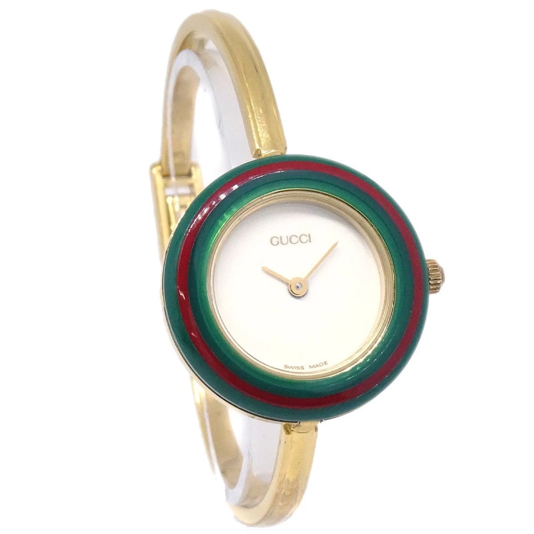 GUCCI CHAMELEON QUARTZ WATCH SS WATCH: Gucci Chameleon Quartz Watch SS Watch Brand: Gucci Type: Wristwatch Material: Case Material Stainless Steel, Band Material Stainless Steel Color: Case Color Gold, Dial Color White, Band color Gold Siz