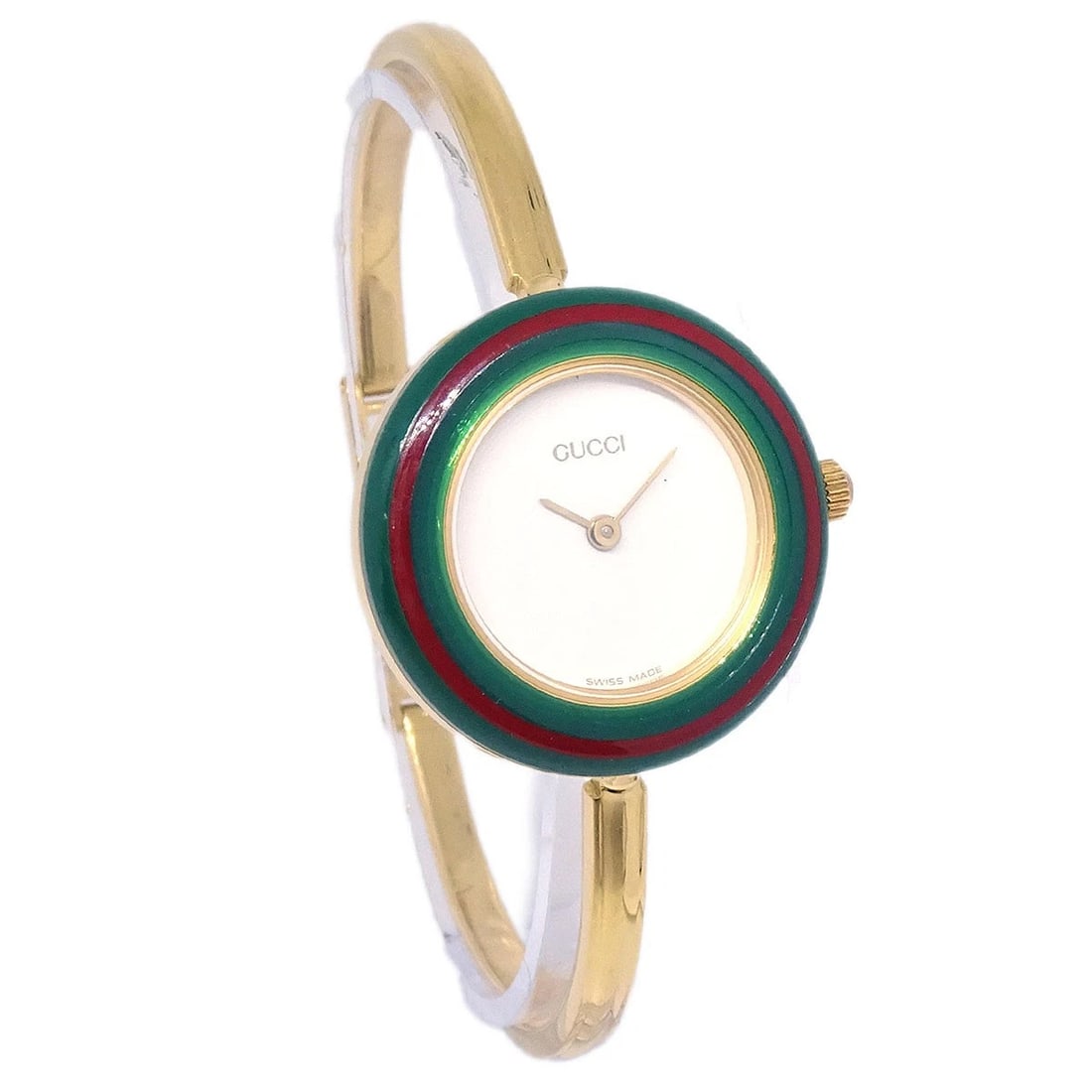 GUCCI CHAMELEON QUARTZ WATCH SS WATCH: Gucci Chameleon Quartz Watch SS Watch Brand: Gucci Type: Wristwatch Material: Case Material Stainless Steel, Band Material Stainless Steel Color: Case Color Gold, Dial Color White, Band color Gold Siz