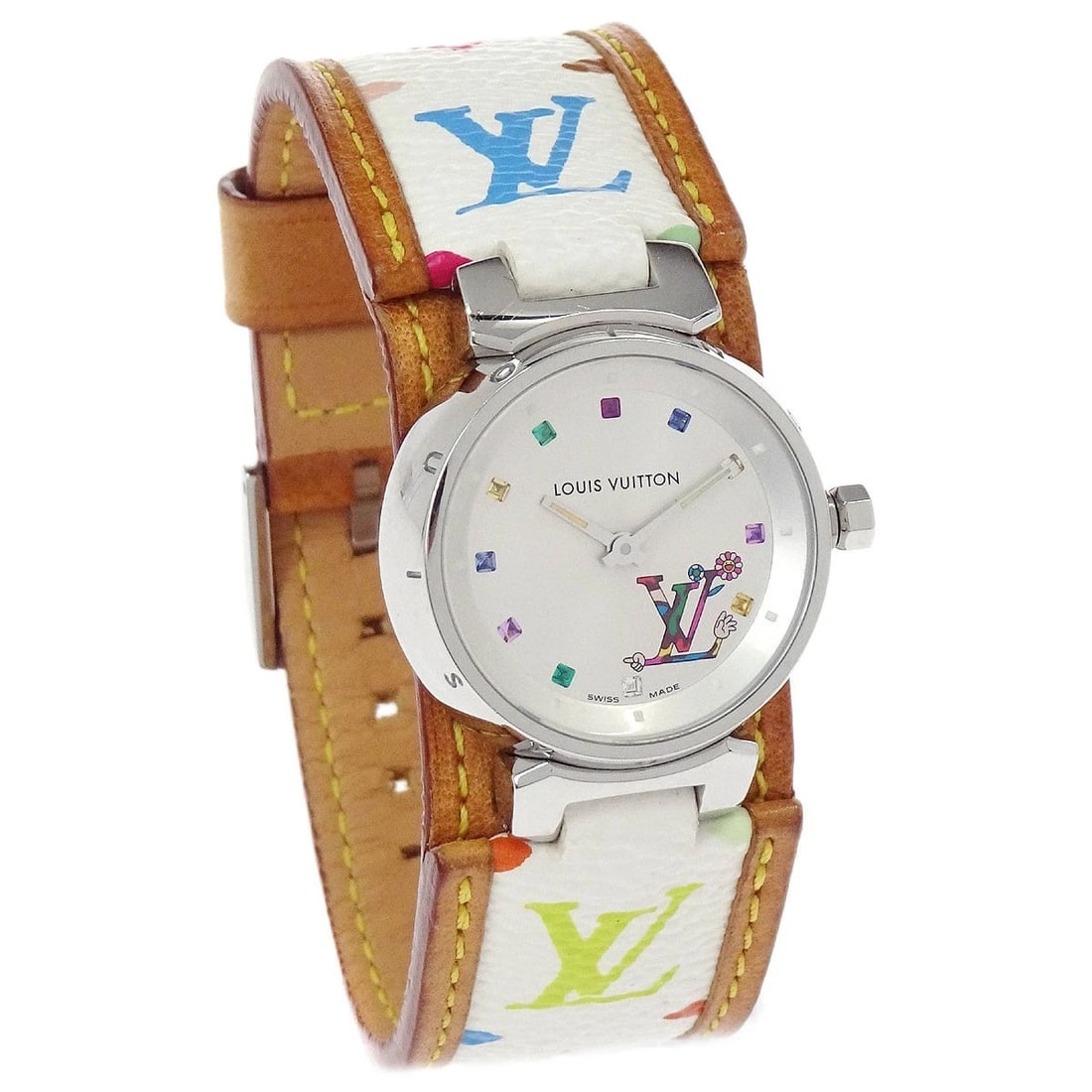 LOUIS VUITTON MONOGRAM MULTICOLOR TAKASHI MURAKAMI TAMBOUR WATCH (1 of 4)