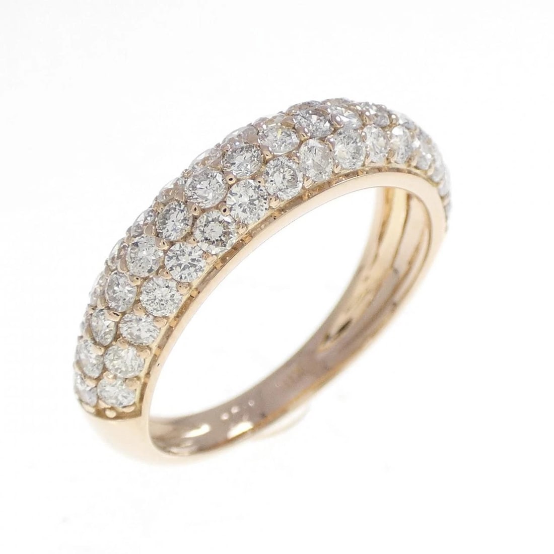 K18PG PAVE DIAMOND RING: K18PG Pave Diamond Ring Brand: Unbranded Type: Diamond Ring Material: 18k Pink Gold, Main Stone/Creation Natural Color: Pink Gold Size: US 5 3/4 Accessories: None Accessories Notice: When purchasing