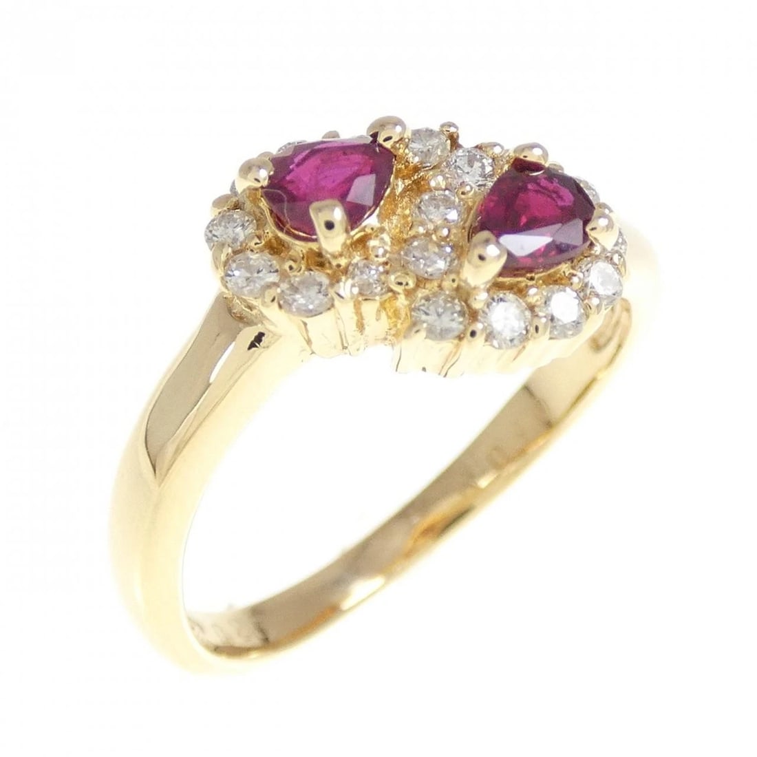 K18YG RUBY RING: K18YG Ruby Ring Brand: Unbranded Type: Ruby Ring Material: 18K Yellow Gold, Main Stone/Creation RubySecondary Stone Diamond Color: Yellow Gold Size: US 6 1/4 Accessories: None Accessories Notice: