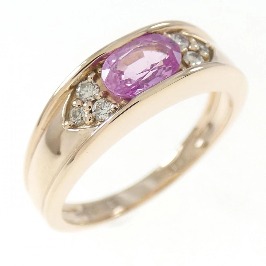 K18PG SAPPHIRE RING: K18PG Sapphire Ring Brand: Unbranded Type: Sapphire Ring Material: 18k Pink Gold, Main Stone/Creation Sapphire Secondary Stone Diamond Color: Pink Gold Size: US 5 3/4 Accessories: None Accessories
