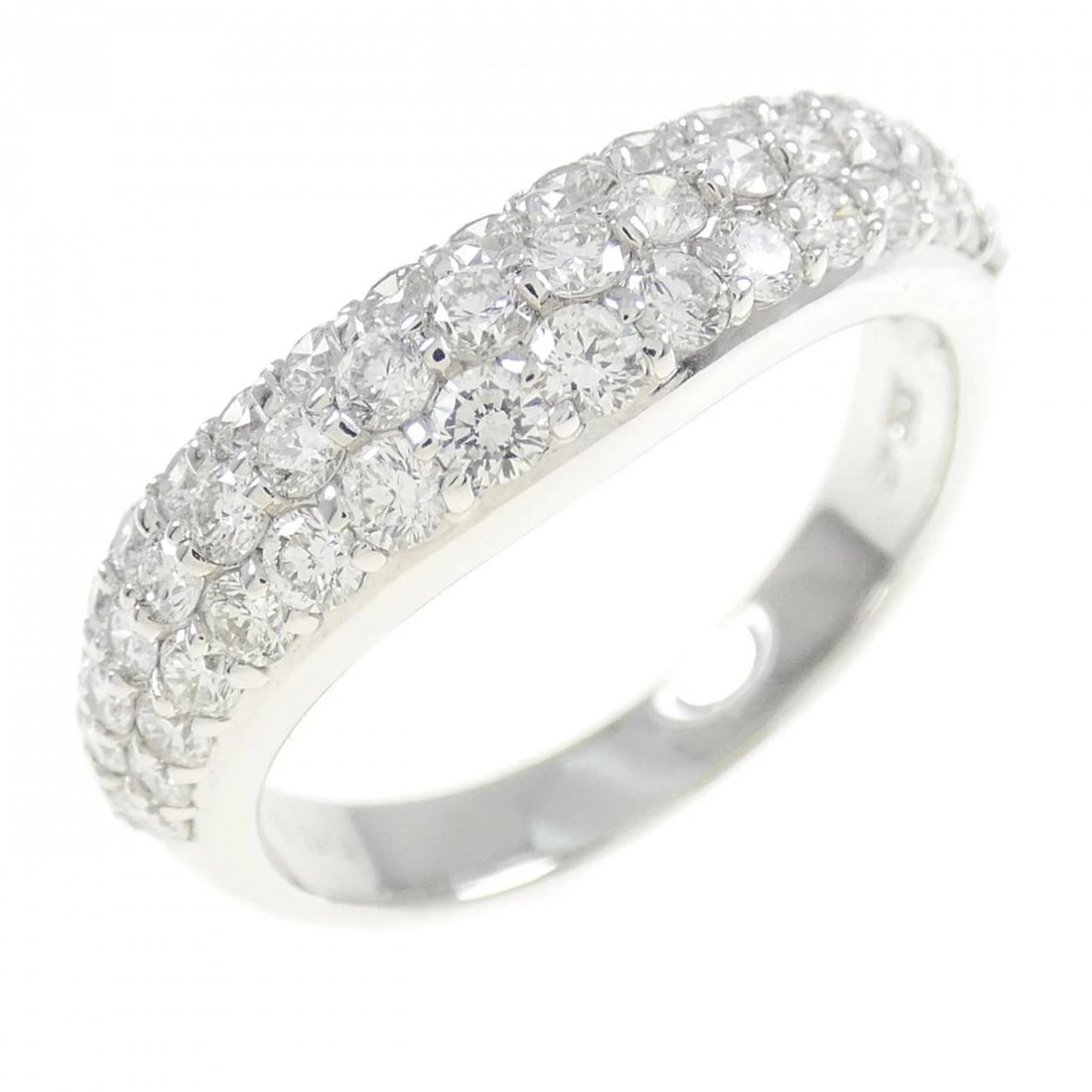 K18WG PAVE DIAMOND RING: K18WG Pave Diamond Ring Brand: Unbranded Type: Diamond Ring Material: K18 white gold, Main Stone/Creation Natural Color: White Gold Size: US 6 1/2 Accessories: None Accessories Notice: When
