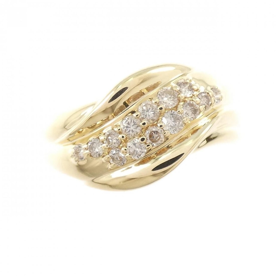 K18YG DIAMOND RING: K18YG Diamond Ring Brand: Unbranded Type: Diamond Ring Material: K18 yellow gold, Main Stone/Creation Natural Color: Yellow Gold Size: US 8 1/4 Accessories: None Accessories Notice: When p