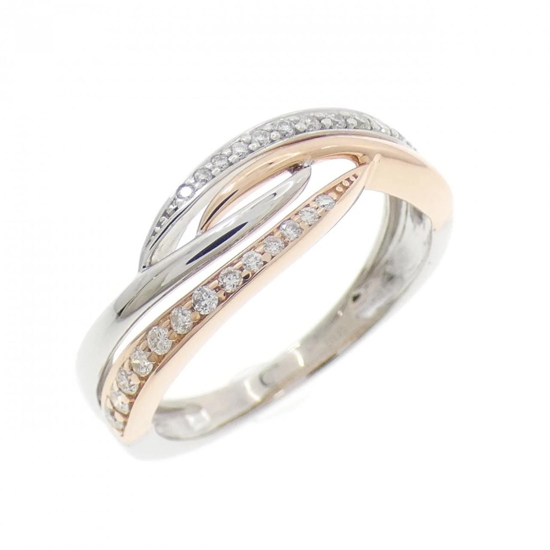 PT950/K18PG DIAMOND RING: PT950/K18PG diamond ring Brand: Unbranded Type: Diamond Ring Material: Platinum 950/18K pink gold, Main Stone/Creation Natural Color: PG,Silver Size: US 6 1/4 Accessories: None Accessories Notice: