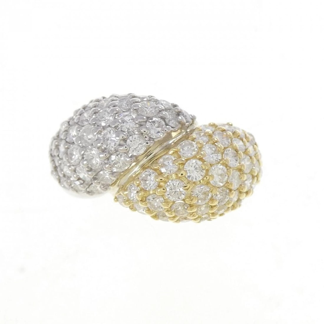PT900/K18YG PAVE DIAMOND RING: PT900/K18YG Pave Diamond Ring Brand: Unbranded Type: Diamond Ring Material: Platinum 900 / K18 yellow gold, Main Stone/Creation Natural Color: YG,Silver Size: US 5 3/4 Accessories: None Accessories