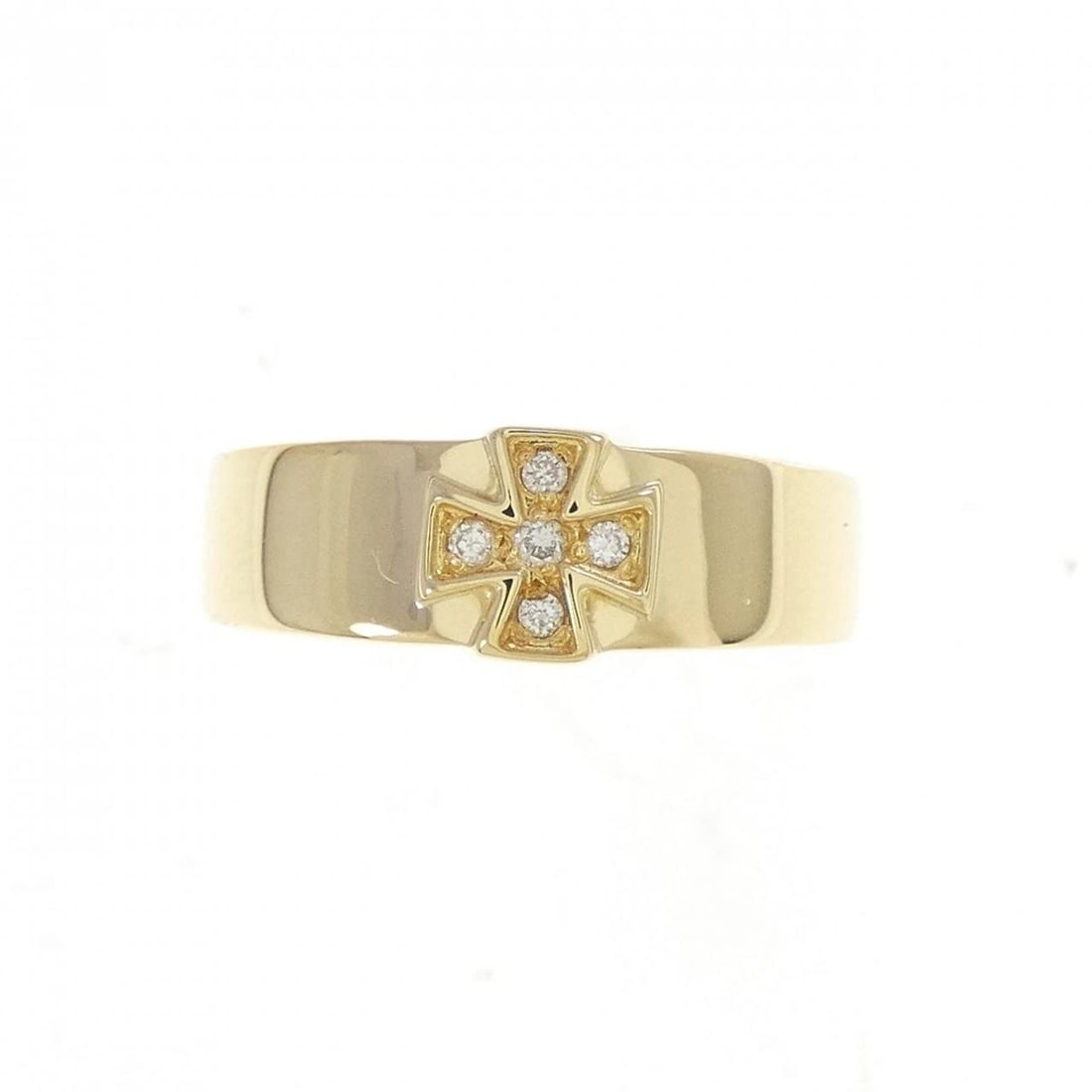 K18YG CROSS DIAMOND RING: K18YG Cross Diamond Ring Brand: Unbranded Type: Diamond Ring Material: K18 Yellow Gold, Main Stone/Creation Natural Color: Yellow GolD Size: US 5 1/4 Accessories: None Accessories Notice: When
