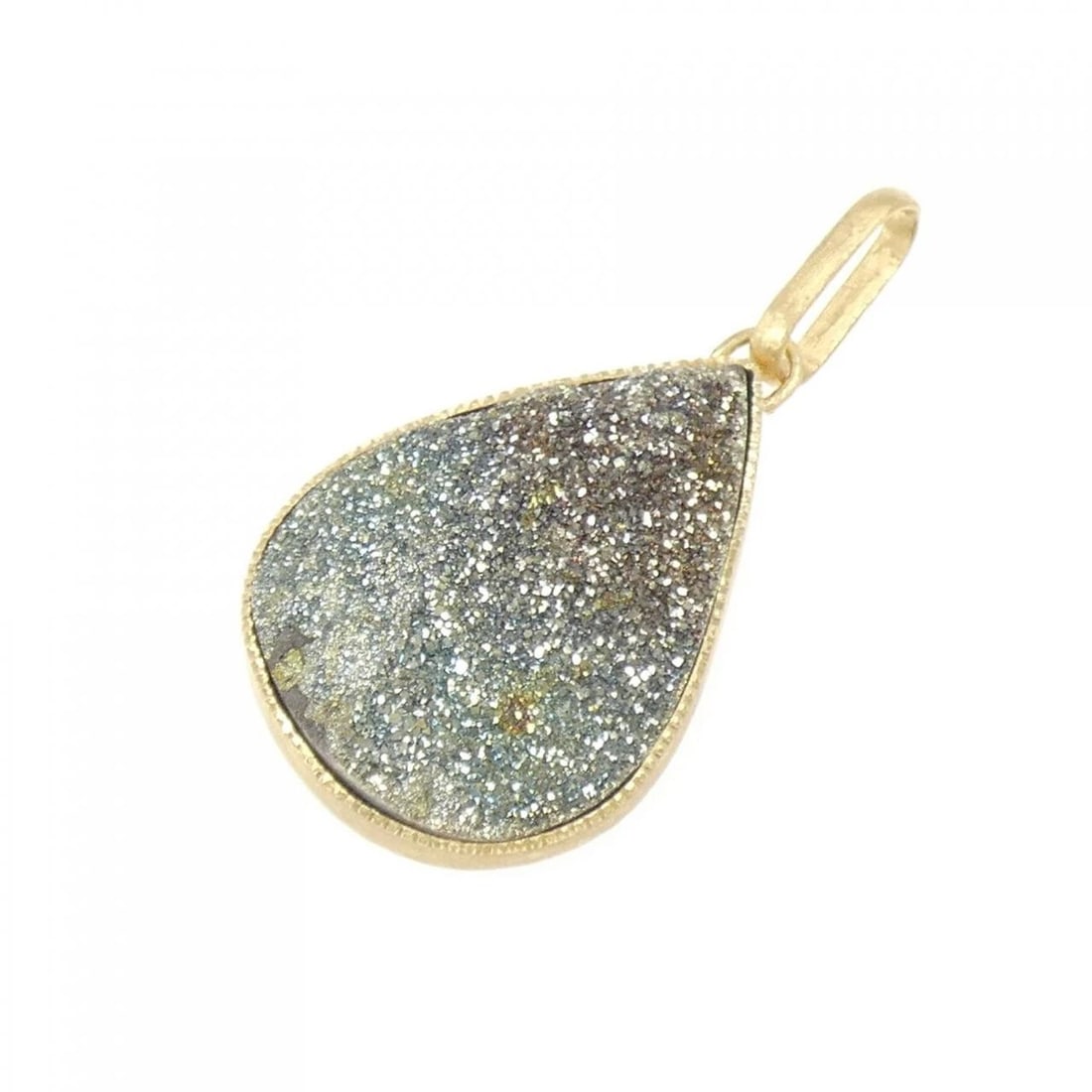 K18YG PYRITE PENDANT: K18YG Pyrite Pendant Brand: Unbranded Type: Pyrite Pendant/Brooch Material: K18 Yellow Gold, Main Stone/Creation Pyrite Color: Yellow Gold Size: Actual Size Approx. length x width: 36.9mm x 19.6mm