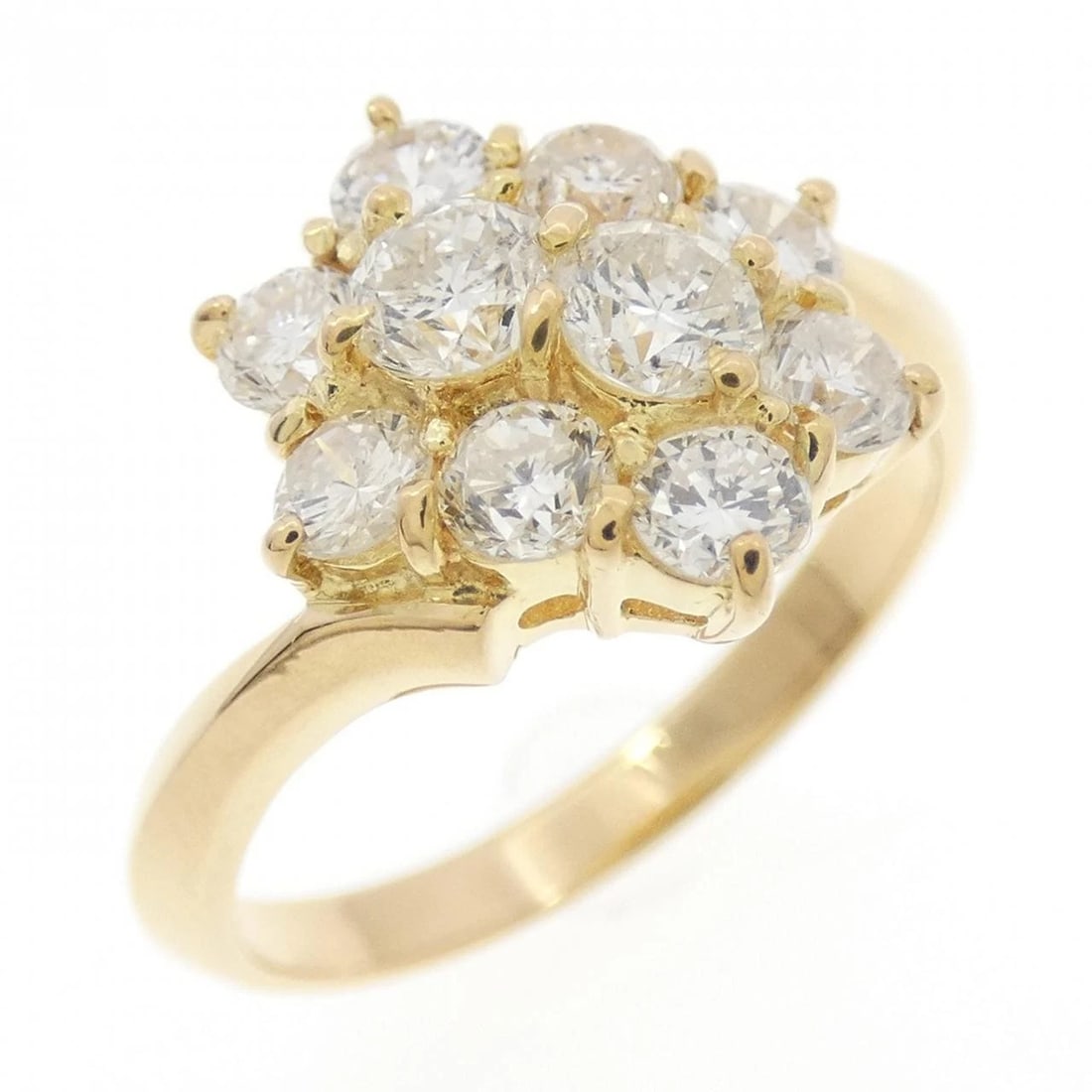 K18YG DIAMOND RING: K18YG Diamond Ring Brand: Unbranded Type: Diamond Ring Material: K18YG, Main Stone/Creation Natural Color: Yellow gold Size: US 5 3/4 Accessories: None Accessories Notice: When purchasing pre-owned