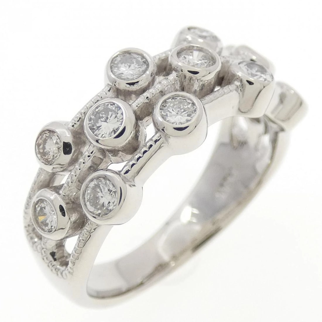 PT900 DIAMOND RING: PT900 Diamond Ring Brand: Unbranded Type: Diamond Ring Material: PT900, Main Stone/Creation Natural Color: Silver Size: US 5 Accessories: None Accessories Notice: When purchasing pre-owned goods,