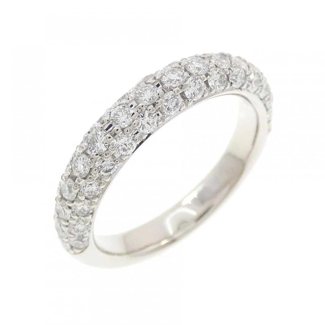 PT900 PAVE DIAMOND RING: PT900 Pave Diamond Ring Brand: Unbranded Type: Diamond Ring Material: PT900, Main Stone/Creation Natural Color: Silver Size: US 5 1/4 Accessories: None Accessories Notice: When purchasing pre-owned