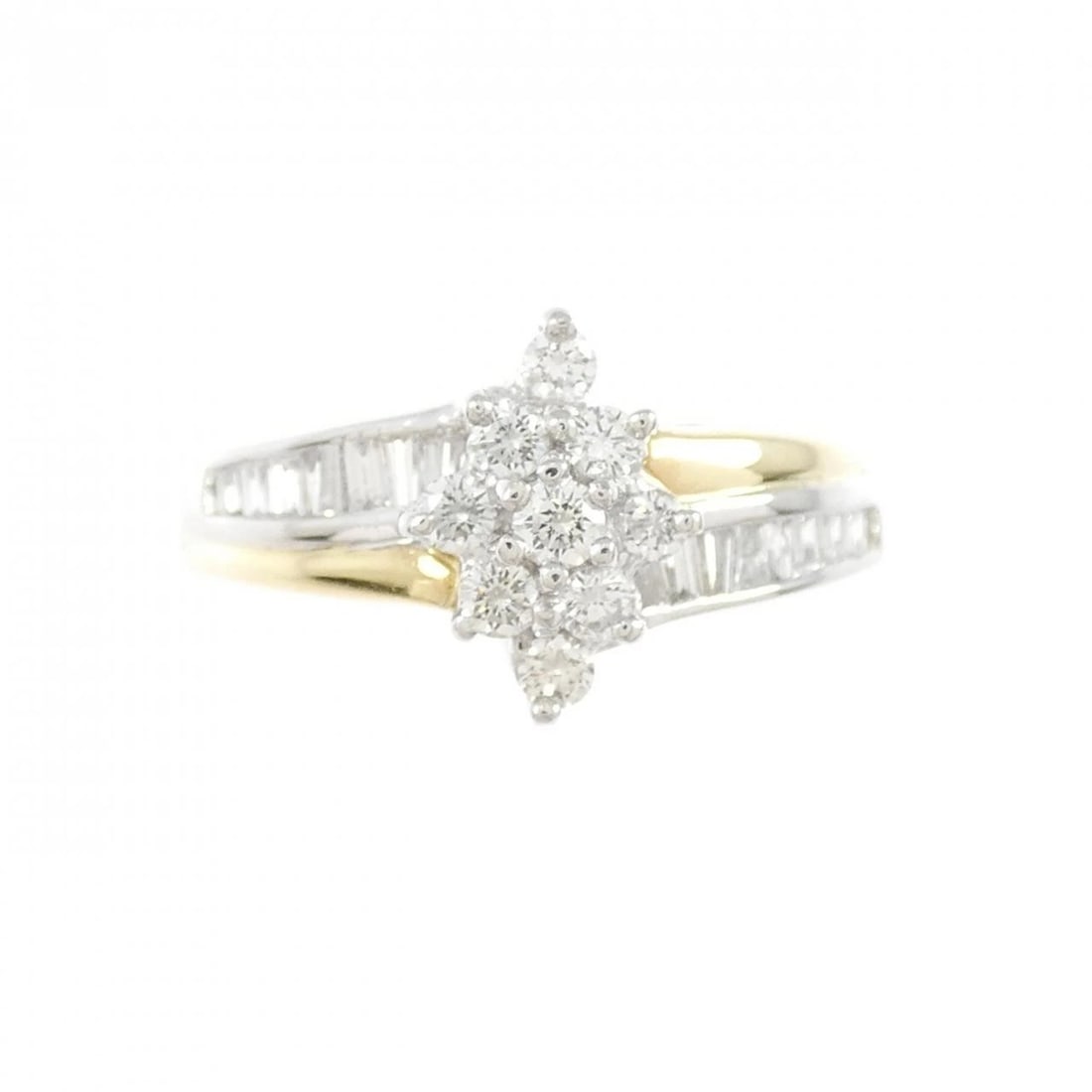 PT900/K18YG DIAMOND RING: PT900/K18YG Diamond Ring Brand: Unbranded Type: Diamond Ring Material: PT900/K18YG, Main Stone/Creation Natural Color: YG,Silver Size: US 7 Accessories: None Accessories Notice: When purchasing
