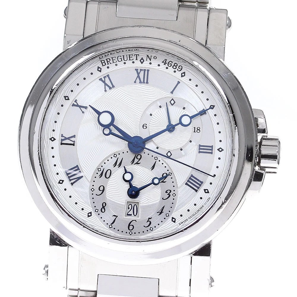 BREGUET MARINE GMT DATE SILVER DIAL AUTOMATIC WATCH: Breguet Marine GMT Date Silver Dial Automatic Watch Brand: Breguet Type: Wristwatch Material: Band Material Stainless Steel, Case Material Stainless Steel / Stainless Steel Color: Band Color Silver, D