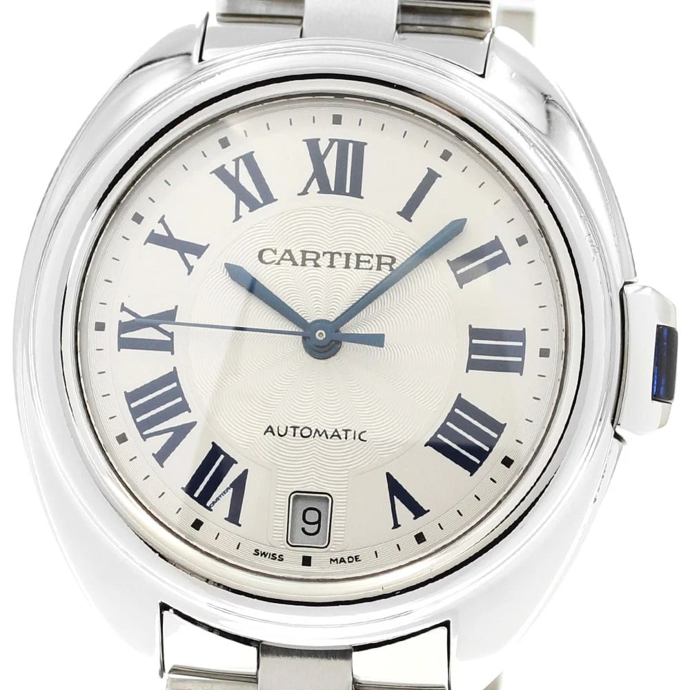 CARTIER DATE SILVER AUTOMATIC WATCH: CARTIER Date Silver Automatic Watch Brand: CARTIER Type: Wristwatch Material: Band Material Stainless Steel, Case Material Stainless Steel / Stainless Steel Color: Band Color Silver, Dial Color