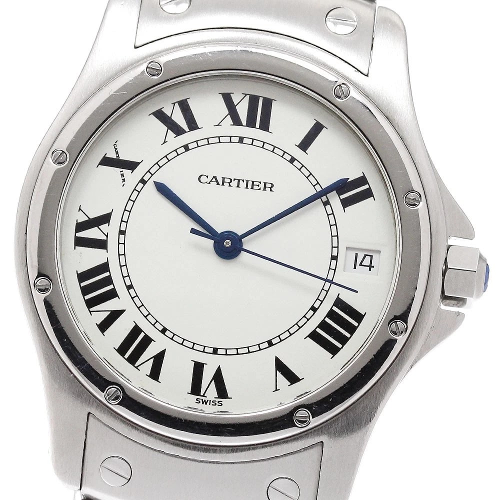 CARTIER SANTO COUGAR DATE WHITE DIAL AUTOMATIC WATCH (1 of 3)