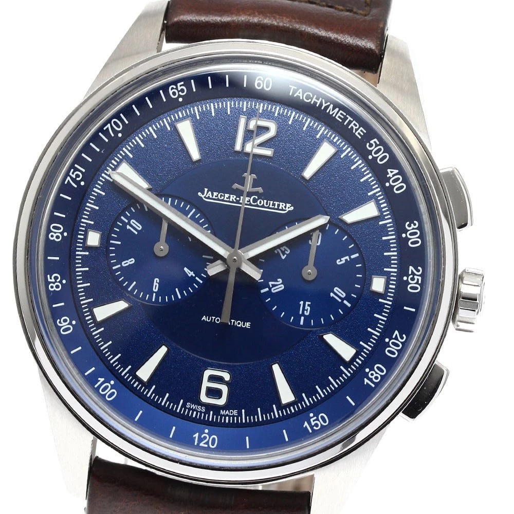 JAEGER-LECOULTRE AUTOMATIC WATCH: JAEGER-LECOULTRE Automatic Watch Brand: JAEGER-LECOULTRE Type: Wristwatch Material: Band Material leather, Case Material Stainless Steel / leather Color: Band Color Brown, Dial Color blue, Case Color 