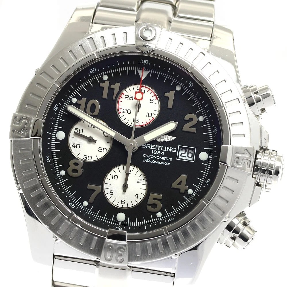 BREITLING SUPER AVENGER DATE CHRONOGRAPH AUTOMATIC WATCH: BREITLING Super avenger Date Chronograph Automatic Watch Brand: BREITLING Type: Wristwatch Material: Band Material Stainless Steel, Case Material stainless Steel /stainless steel Color: Band Color Sil